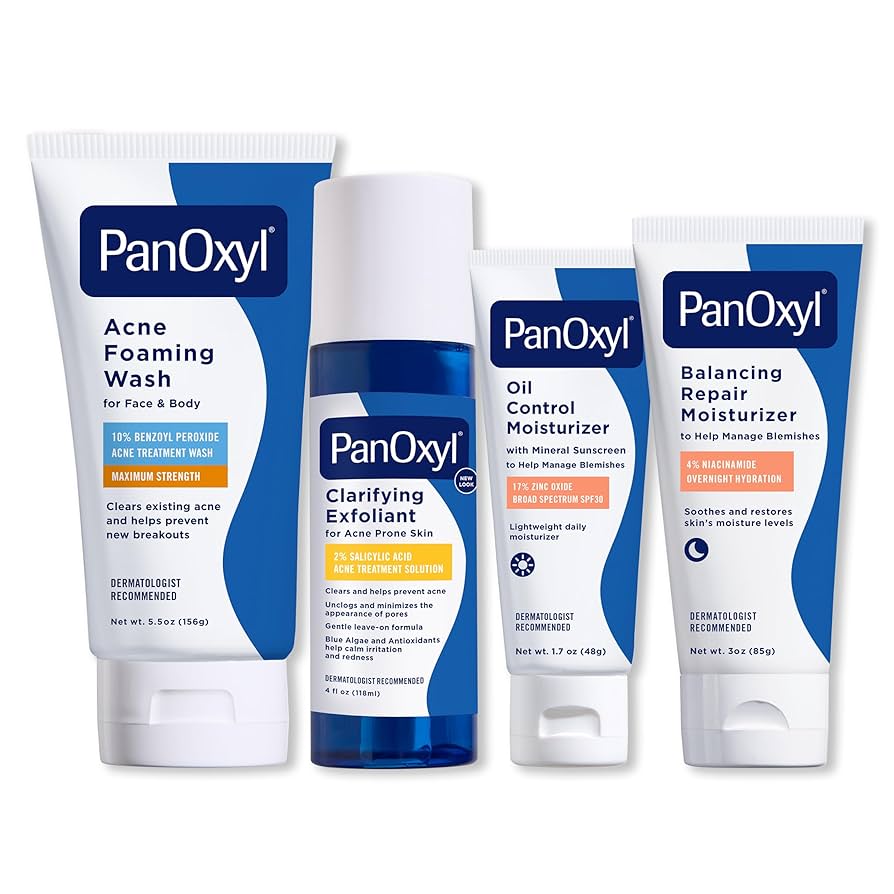 PanOxyl Acne Wash – 10% Peróxido de Benzoíla (156 g) & 4% Peróxido de Benzoíla (170 g) | Tratamento Facial e Corporal Antiacne